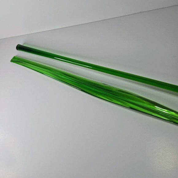 Art Glass Flower Hand Blown Dark Blue Yellow Long Green Stem Flower With Leaf - Picture 6 of 16